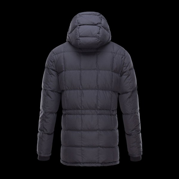 Moncler Navy Mock Collare Ruffle Banda Zipper E Slash Uomo Cappotti uscita